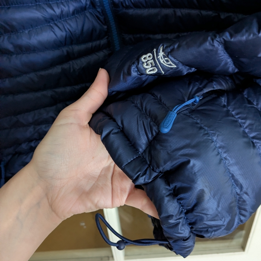 LL Bean Ultralight 850 Down Sweater Jacket Coat In Navy Night size Large Womens - Picture 5 of 8